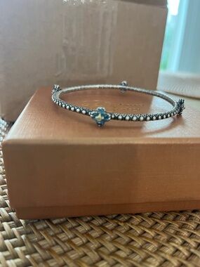 Barbara Bixby sterling/18k gemstone flower bangle